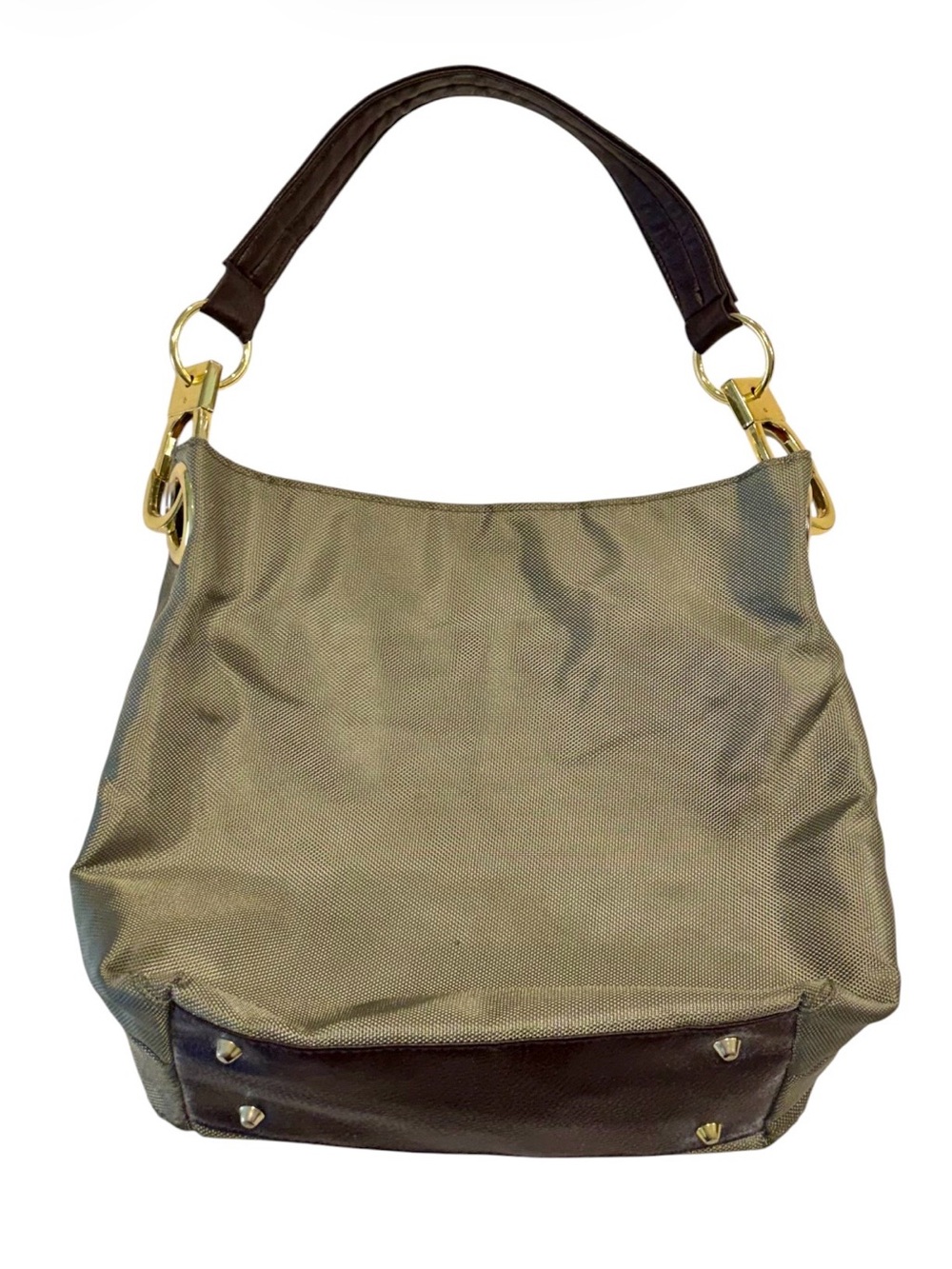 Braciano Olive and Dark Brown Shoulder Bag with Gold Hardware